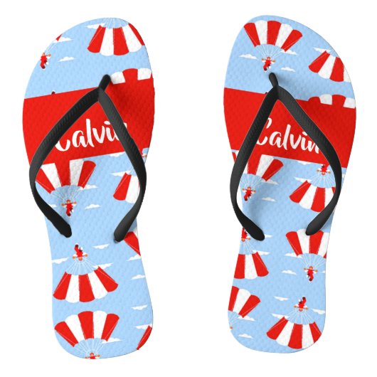 Skydiver with red and white parachute pattern teenslippers (Voetbed)