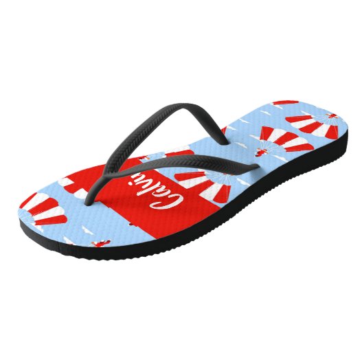 Skydiver with red and white parachute pattern teenslippers (Schuin)
