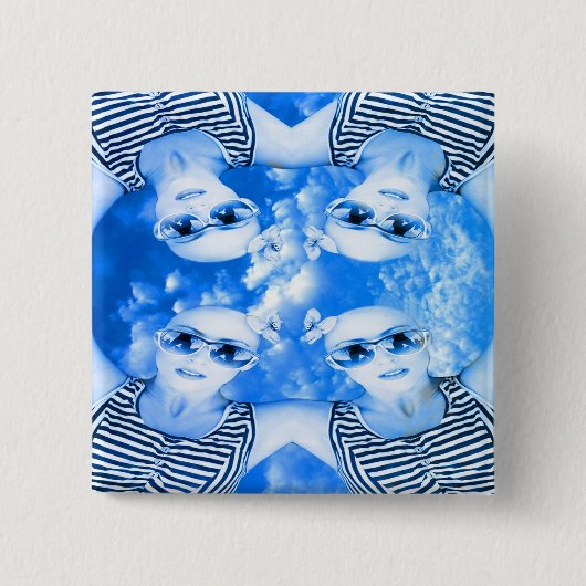 Skydivers Vierkante Button 5,1 Cm (Voorkant)