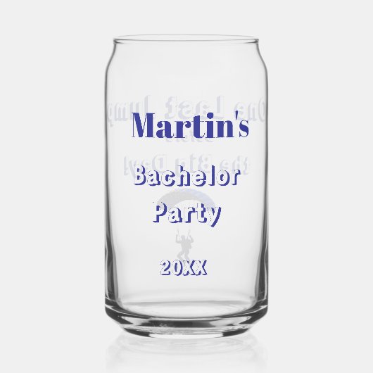 Skydiving Bachelor Party Grappig Avontuur Thema Blikvorm Glas (Voorkant)