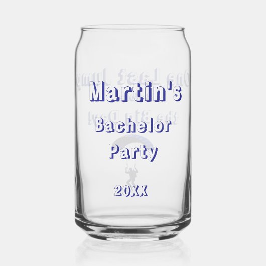 Skydiving Bachelor Party Grappig Avontuur Thema Blikvorm Glas (Voorkant)