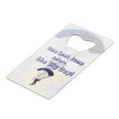 Skydiving Bachelor Party Grappig Avontuur Thema Creditkaart Flessenopener (Voorkant Gekanteld)