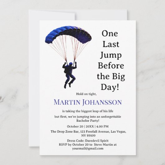 Skydiving Bachelor Party Grappig Avontuur Thema Kaart (Voorkant)