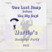 Skydiving Bachelor Party Grappig Avontuur Thema Wijn Etiket (Enkel label)