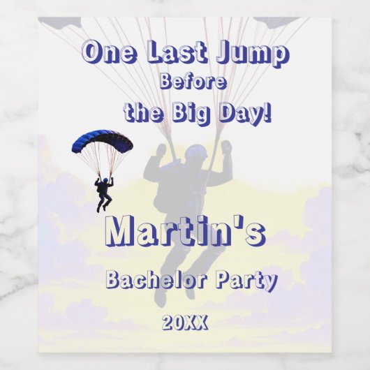 Skydiving Bachelor Party Grappig Avontuur Thema Wijn Etiket (Enkel label)