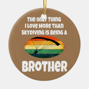 Skydiving Brother Skydiver Sibling Retro Sunset Keramisch Ornament