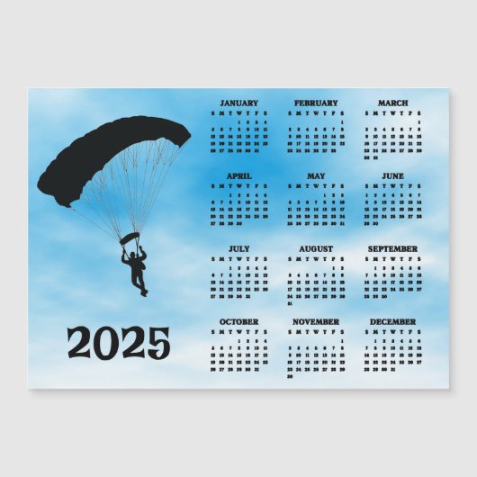Skydiving Design 2025 Kalender Magnetische Kaart (Voorkant)