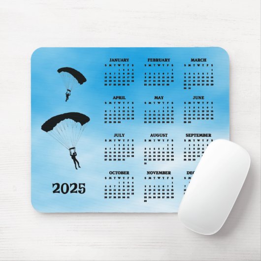 Skydiving Design 2025 Kalender Mousepad Muismat (Met muis)