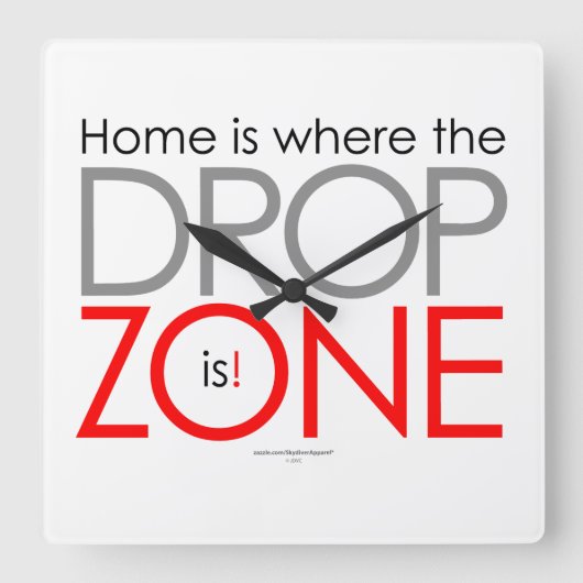Skydiving Drop Zone Vierkante Klok (Voorkant)