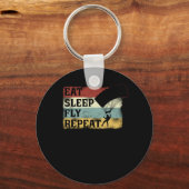 Skydiving Eat Sleep Fly Herhaal parachute Paraglid Sleutelhanger (Voorkant)