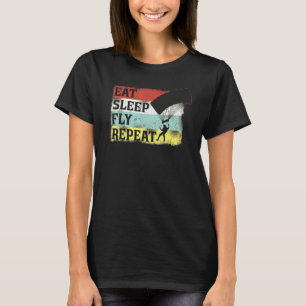 Skydiving Eat Sleep Fly Herhaal parachute Paraglid T-shirt