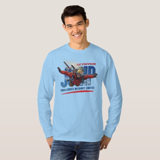 Skydiving-Feel Freedom Above the Clouds | Men L. S T-shirt (Voorkant volledig)