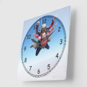 Skydiving Fun Vierkante Klok (Hoek)