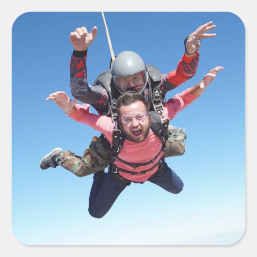 Skydiving Fun Vierkante Sticker (Voorkant)