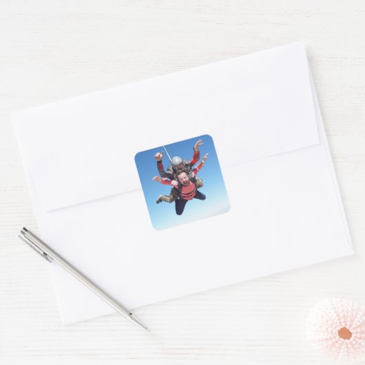 Skydiving Fun Vierkante Sticker (Envelop)