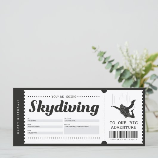 Skydiving Gift Ticket Voucher Certificate (Staand voorkant)