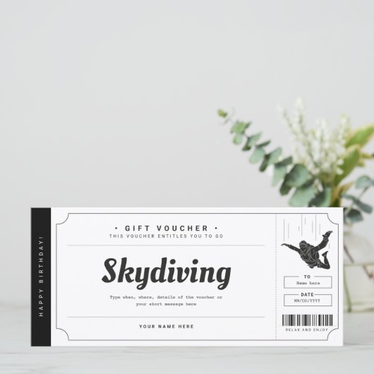 Skydiving Gift Ticket Voucher Certificate (Staand voorkant)