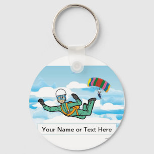 Skydiving - Granny Cartoon door PrintedPerfection Sleutelhanger