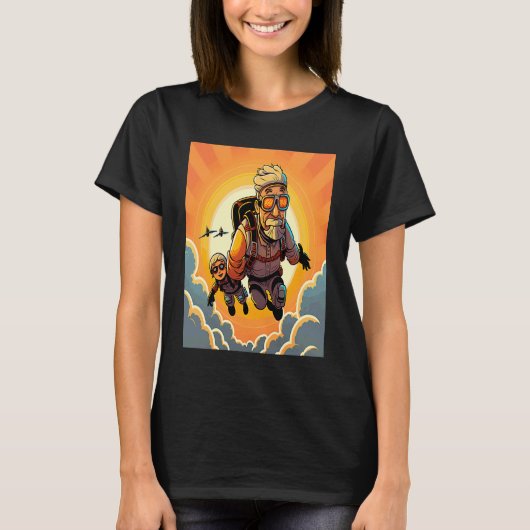 Skydiving Instructor Sunset Skydiving Dad T-shirt (Voorkant)