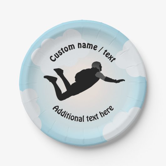 Skydiving jump - vrije val pose - elke tekst sloga papieren bordje (Voorkant)