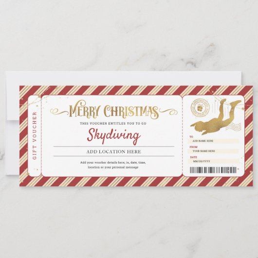 Skydiving Kerstcadeaubon Ticket Kaart (Voorkant)