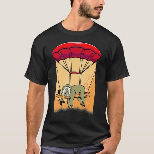 Skydiving luiaards grappige luiaard skydiver parac t-shirt (Voorkant)
