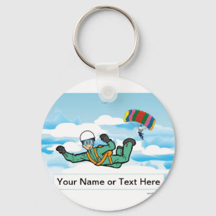 Skydiving - Mannelijke Cartoon door PrintedPerfect Sleutelhanger