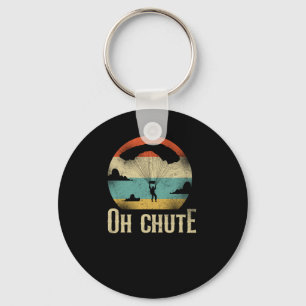 Skydiving Oh Chute Parachute Paraglide Retro Vinta Sleutelhanger