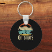 Skydiving Oh Chute Parachute Paraglide Retro Vinta Sleutelhanger (Voorkant)