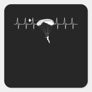 Skydiving Parachute Heartbeat Skydive Pulse Vierkante Sticker