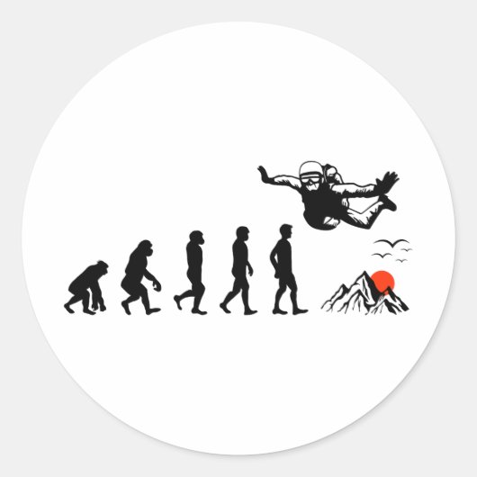 Skydiving Parachute Skydive Skydiver Parachuting Ronde Sticker (Voorkant)