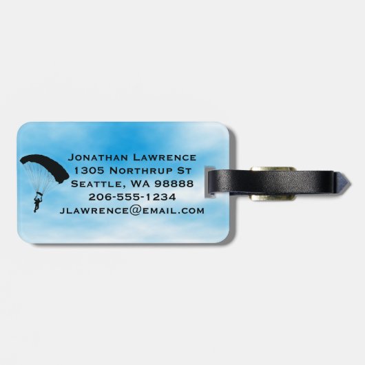 Skydiving Parachuting Design Bagagelabel (Achterkant horizontaal)