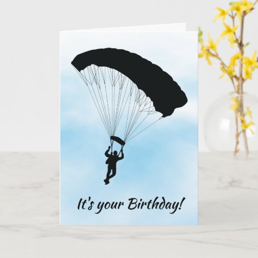 Skydiving Parachuting Design Birthday Card Kaart (Gele Bloem)