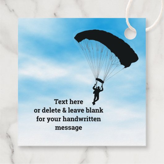 Skydiving Parachuting Design Favor Kaart Bedankjes Labels (Achterkant)