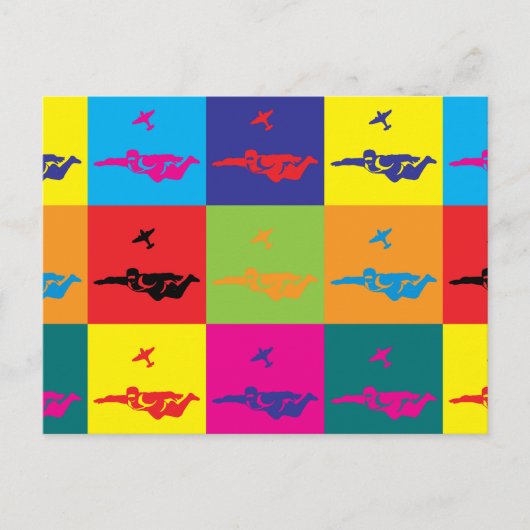 Skydiving Pop Art Briefkaart (Voorkant)