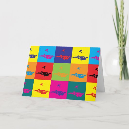 Skydiving Pop Art Kaart (Voorkant)