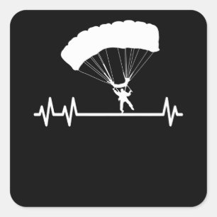 SkyDiving Pulse Hartslag Skydiver Parachute Vierkante Sticker
