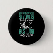 Skydiving Pushing Scared Skydivers uit Planten B Ronde Button 5,7 Cm (Voorkant)