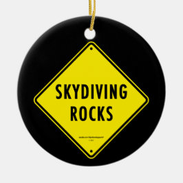 SKYDIVING ROCKS Road Sign Keramisch Ornament