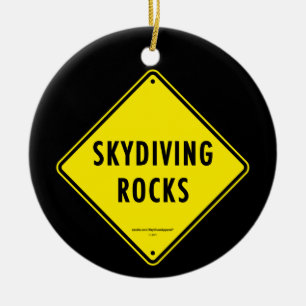 SKYDIVING ROCKS Road Sign Keramisch Ornament