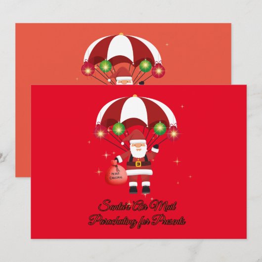 Skydiving Santa Parachute Air Mail Feestdagenkaart (Voorkant / Achterkant)