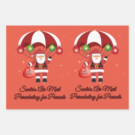 Skydiving Santa Parachute Air Mail Inpakpapier Vel (Voorkant 3)