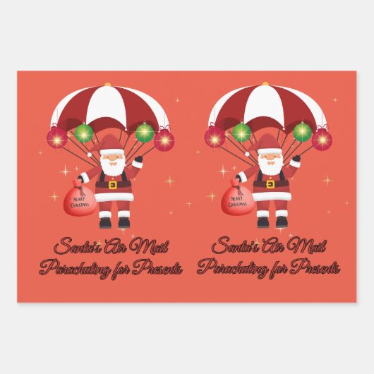 Skydiving Santa Parachute Air Mail Inpakpapier Vel (Voorkant 2)