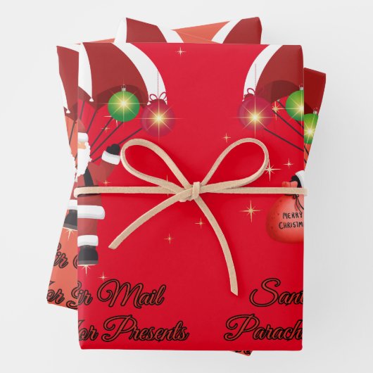 Skydiving Santa Parachute Air Mail Inpakpapier Vel (In situ)