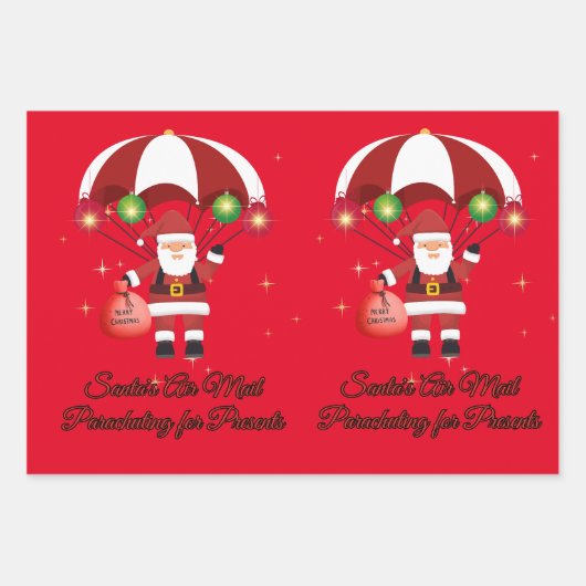 Skydiving Santa Parachute Air Mail Inpakpapier Vel (Voorkant)