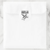 Skydiving Skeleton Surfing - parachutespringen Hem Ronde Sticker (Tas)