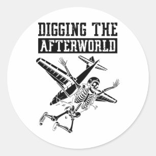 Skydiving Skeleton Surfing - parachutespringen Hem Ronde Sticker