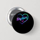 Skydiving Skydive Heart Waterverf Ronde Button 5,7 Cm (Voorkant /achterkant)
