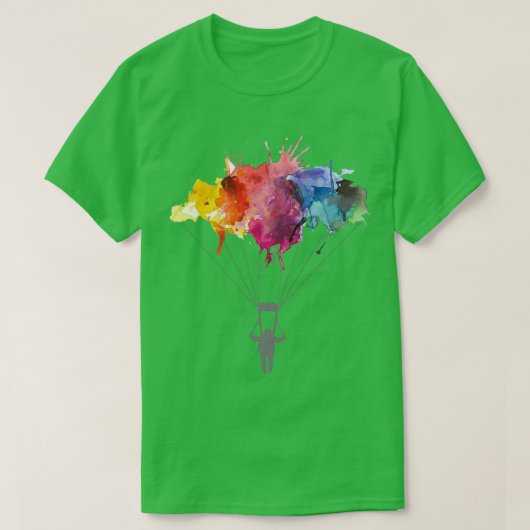 Skydiving Skydiver parachute parachuting Watercolo T-shirt (Design voorkant)