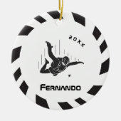 Skydiving Skydiver Parachuting Name & Year Dated Keramisch Ornament (Voorkant)